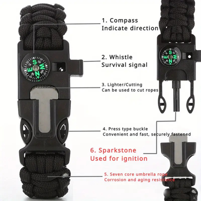 SurvivalPro | TrekMaster | 5-in-1 Paracord Survival Bracelet