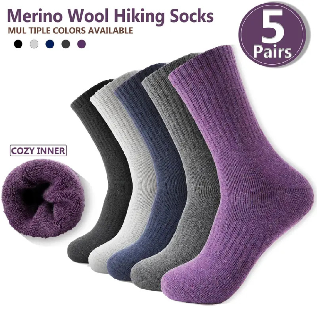 WoolHaven | ThermalSoft | 5-Pair Merino Wool Winter Hiking Socks for Women