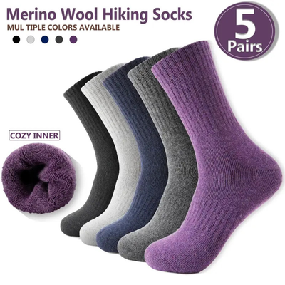 WoolHaven | ThermalSoft | 5-Pair Merino Wool Winter Hiking Socks for Women