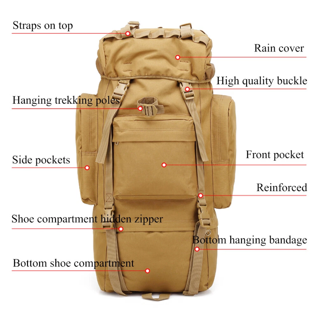TitanPack | Force70 | 70L Military Tactical Waterproof Backpack